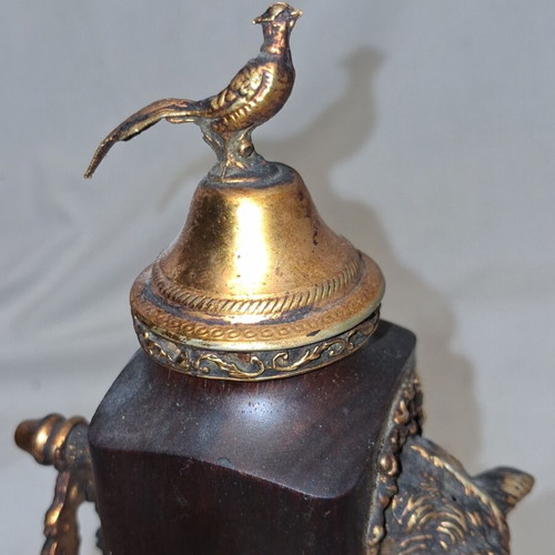 Vintage Reuge musical pepper mill with wild boar and pheasant, Alouette
