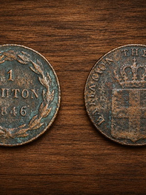 1 λεπτόν 1846 βασιλιάς Όθωνας σπάνιο μεταχειρισμένο νόμισμα