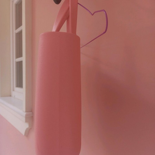 PVC bag pink with white buttons like new, handheld style
