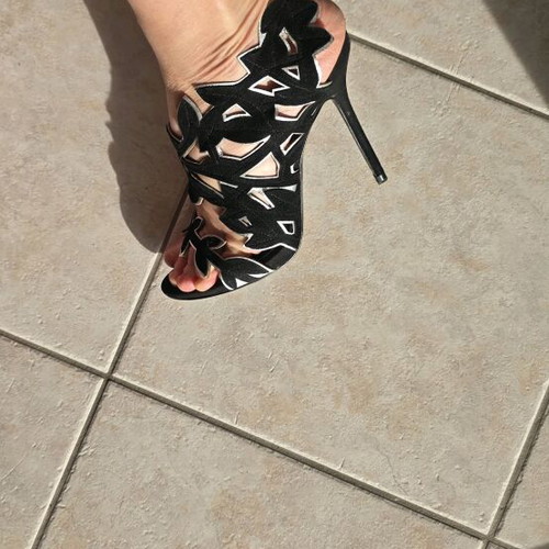 Zara black suede leather sandals 12cm heels new with gold details