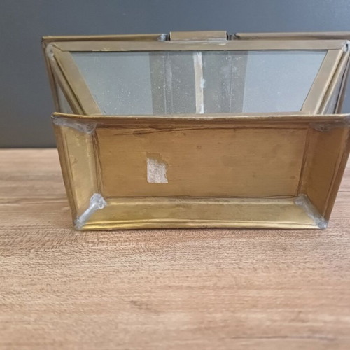 Brass and glass container for coffee and sugar used