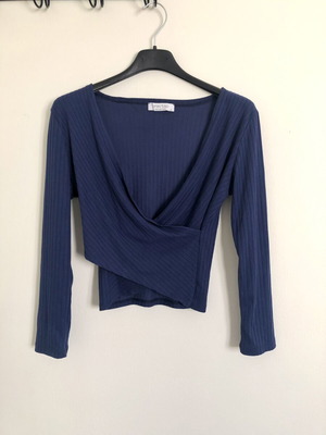 Celestino Ribbed Wrap Top Medium dark blue like new
