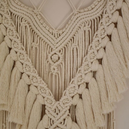 Macrame wall hanging new, handmade from cotton cord and wood