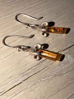 Silver earrings with amber, like new