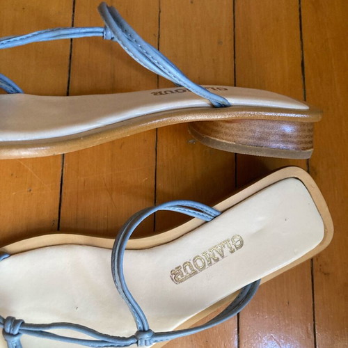 Sandals with turquoise leather straps like new, size 38
