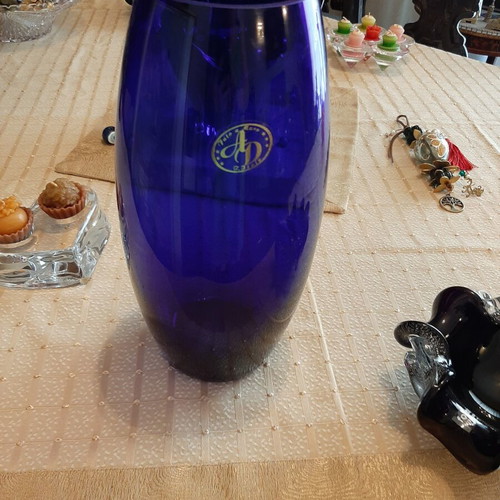 Blue cobalt glass vase Wanda Hand Poland new