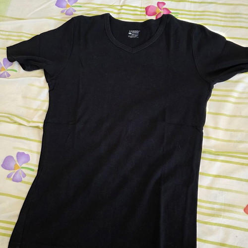 Mako blouse Livergy large black new cotton with neckline