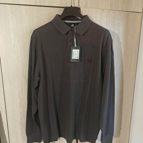Ascot sport polo long sleeve new, grey-brown, size L