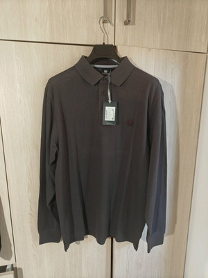Ascot sport polo long sleeve new, grey-brown, size L