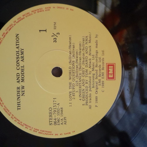 New Model Army Thunder and Consolation vinyl like new, rock
