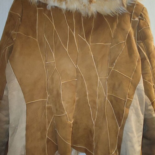 Women's fur with real beaver leather used, size M, white and brown