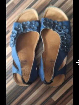 Orthopedic sandals like new, natural leather, size 35.5, blue with stones