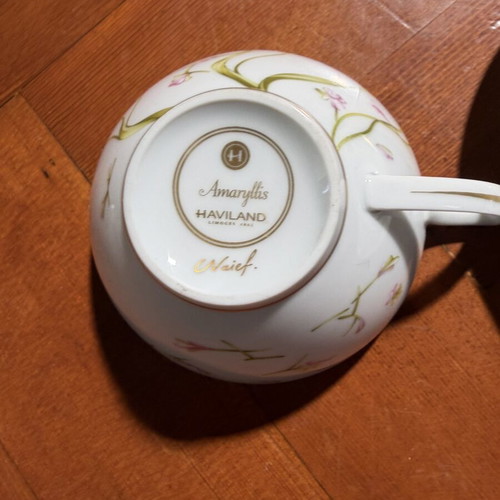 Σετ τσαγιού Limoges Amaryllis για 2, λεπτή πορσελάνη, 2002