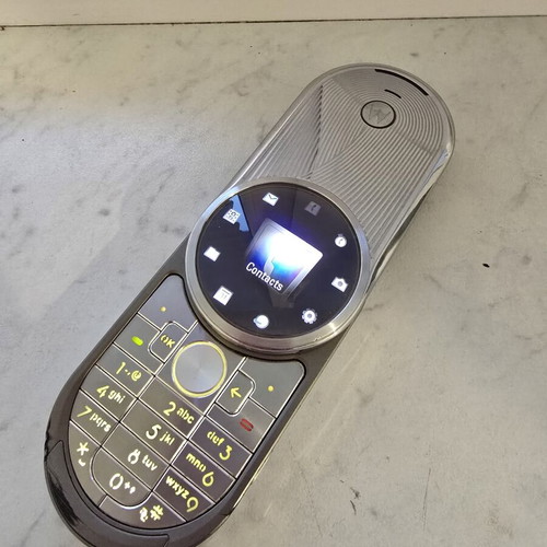 Motorola Aura R1 used, gray phone with smooth mechanism