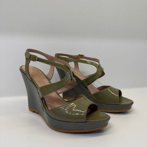Aldo Castagna patent leather platform sandals size 40, like new, grey-olive