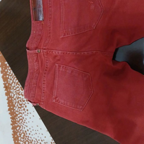 Maison Scotch women's denim pants used, dark red, size S