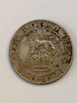 British sixpence silver coin 1914