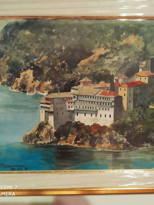 Υδατογραφία Γιώργου Μανουσάκη σαν καινούργια, πίνακας ζωγραφικής
