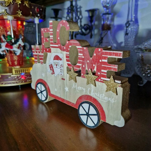 Christmas wooden decoration with Santa Claus new