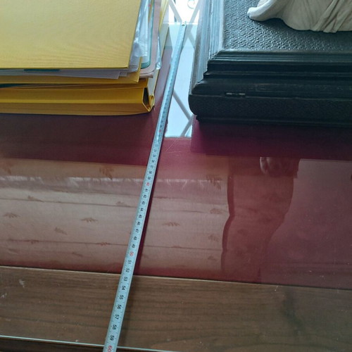 Antique desk like new with burgundy fabric and glass