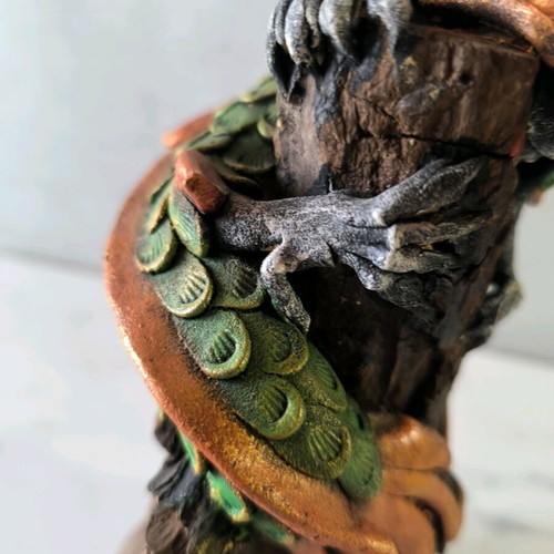 Wooden dragon handmade used with painted details