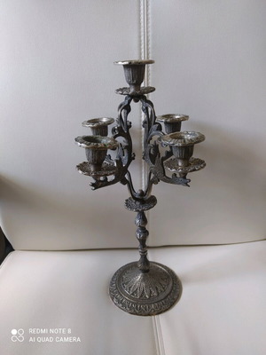 Silver-plated candle holder used, Giannitsa art vintage 70's