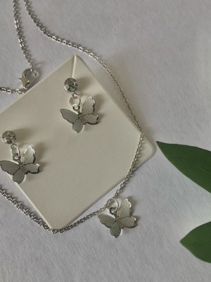Handmade butterfly necklace and earrings set new