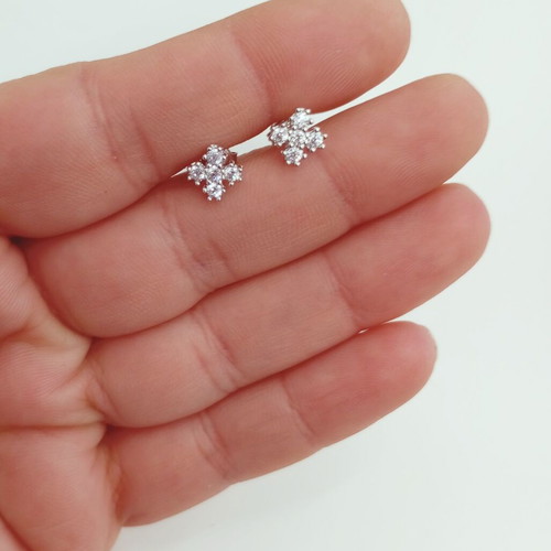 Silver cross earrings new with white zircon 925°