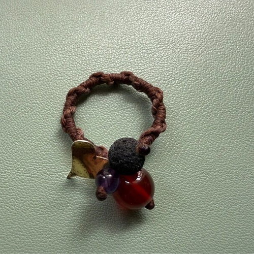 Handmade ring like new with semi-precious stones and silver heart