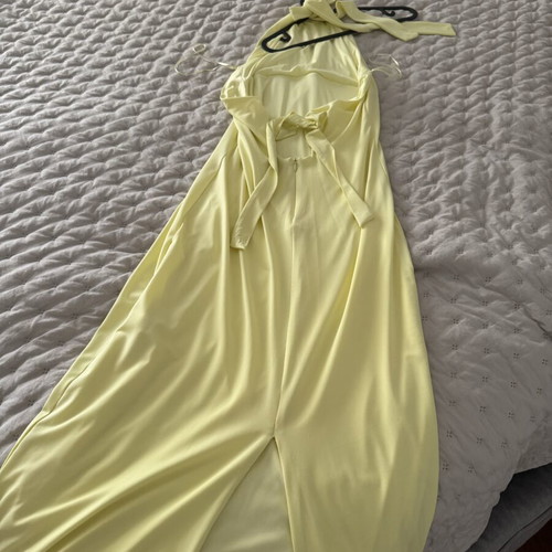Zara dress M, soft yellow, halter neck with back zipper