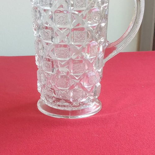 Glass Pitcher 1910 Checkerboard Pattern Westmoreland Specialty Co.