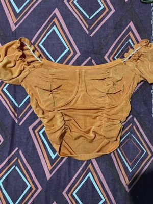 Shiny blouse new orange size S