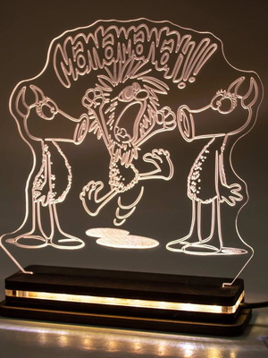 Muppet - Mahna Mahna LED lamp handmade with wooden base and plexiglass