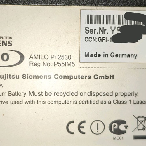 Fujitsu Siemens Amilo Pi2530 laptop used for parts or repair