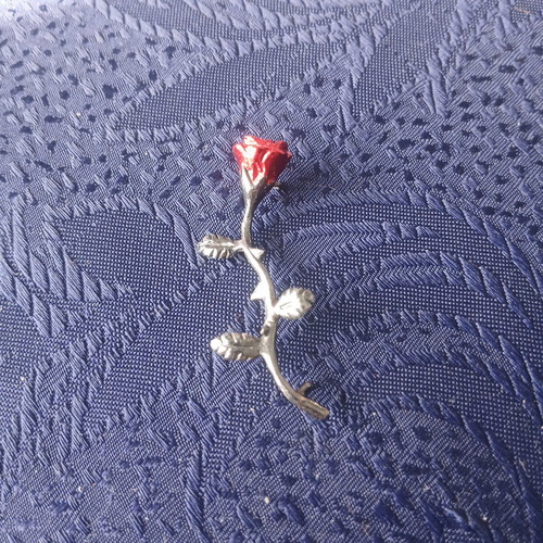 Pendant red rose new, 925 silver handmade