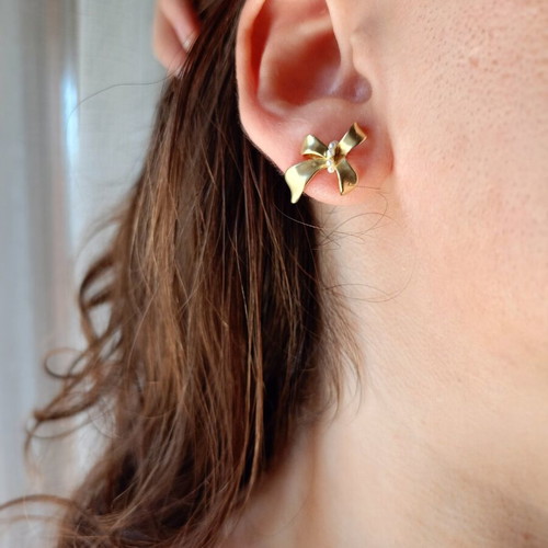 Steel earrings new, gold color, matte finish