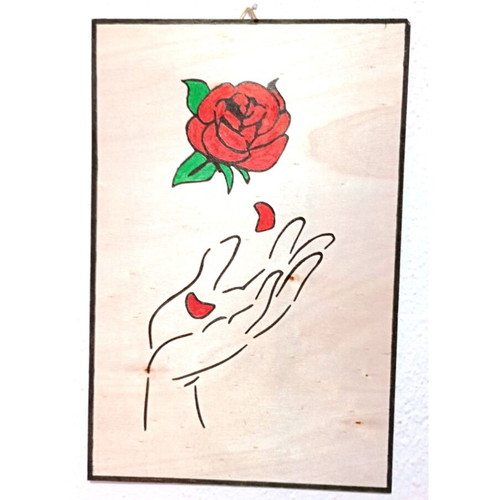 Wooden frame handmade with hand and rose new