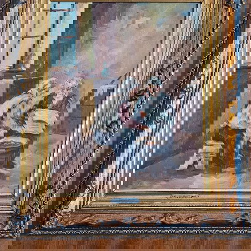 Πίνακας Ν Κωστόπουλος ελαιογραφία υπογεγραμμένη σε ξύλινη κορνίζα σαν καινούργιο