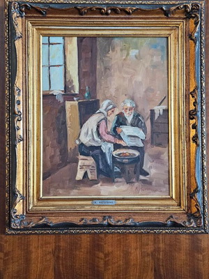 Πίνακας Ν Κωστόπουλος ελαιογραφία υπογεγραμμένη σε ξύλινη κορνίζα σαν καινούργιο