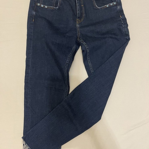 Zara Basic Z1975 dark blue skinny jeans used, beaded details, size 38