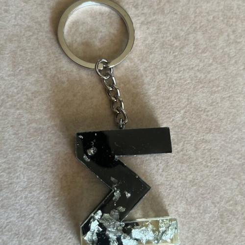 Handmade Resin Keychains with Monogram in Gold or Silver