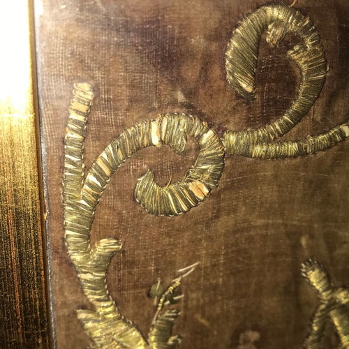 Vintage embroidered textile painting used 41x90 cm