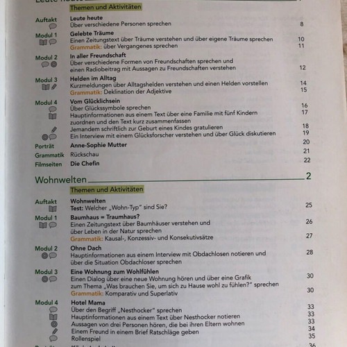 Aspekte coursebook used, level B1+ German language