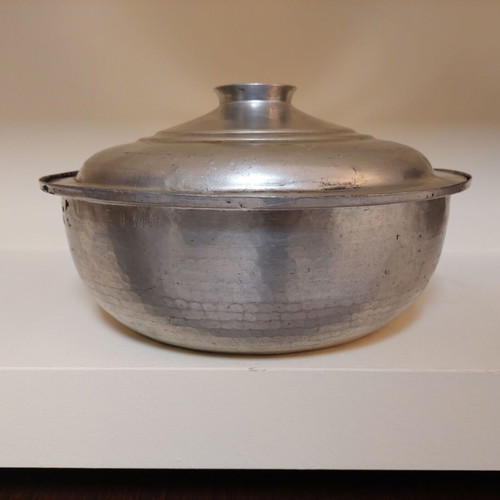 Antique copper pot used, engraved year 1956, collectible