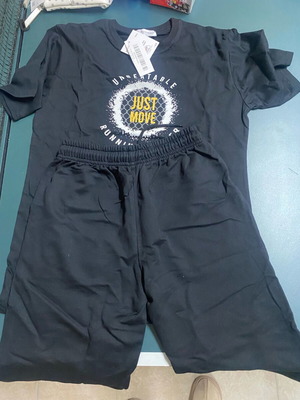 Boys' set with T-shirt and shorts, new, size 12 years, black
