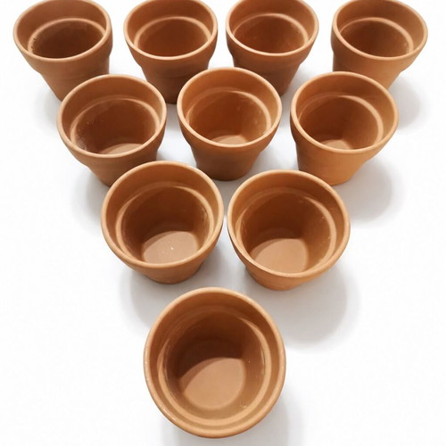 Set of 10 Small Terracotta Ceramic Pots like new