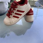 Adidas kids sneakers, white and red, size 32