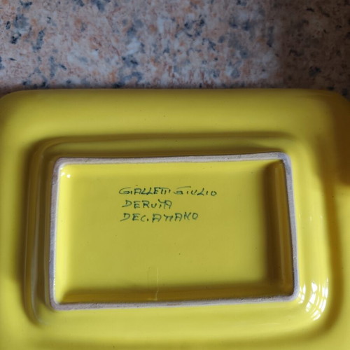Deruta Italy Maiolica Butter Dish with Lid and Napkin Holder