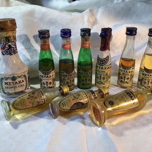Metaxa miniatures used, set of 10 different bottles