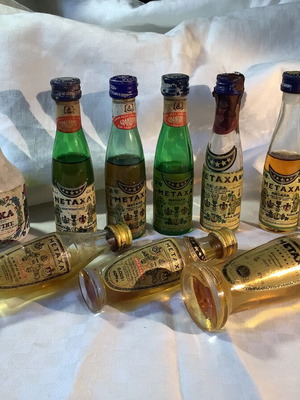 Metaxa miniatures used, set of 10 different bottles